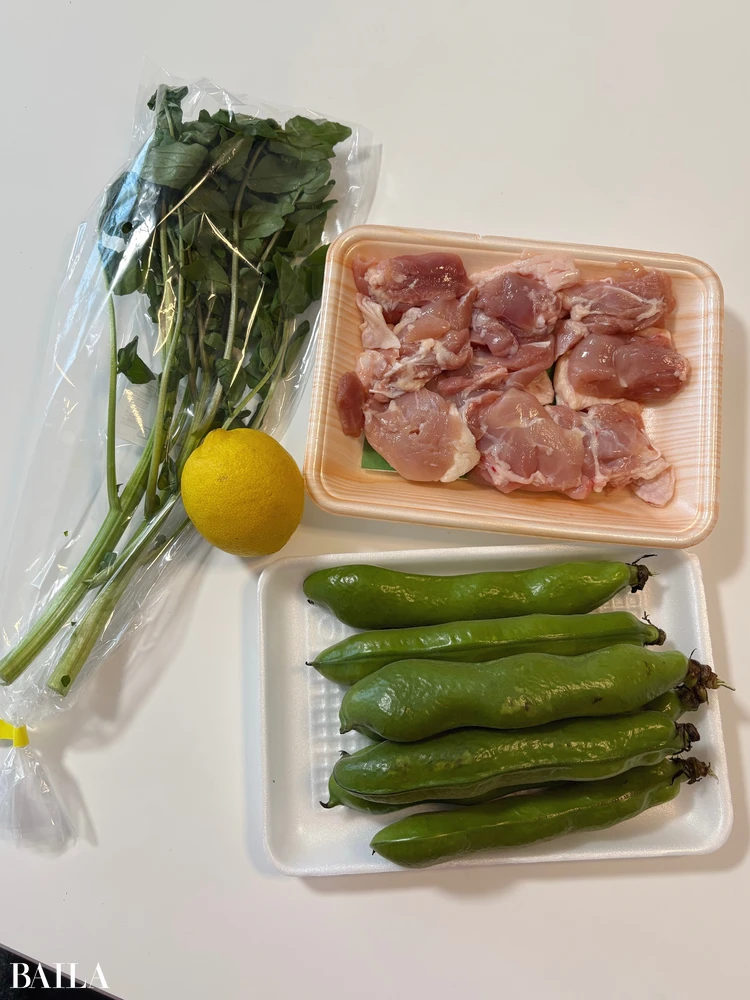 長谷川あかり　材料　チキンレモンクレソン煮