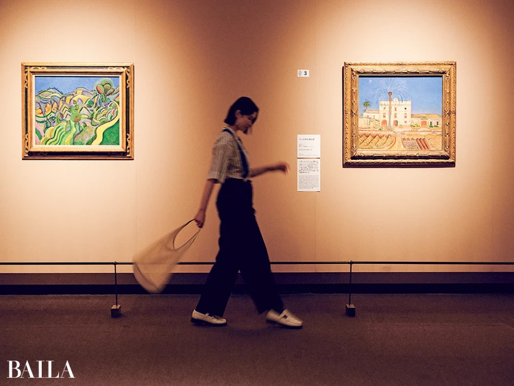 市川紗椰…「ミロ展」＠東京都美術館　初期の作品（右）『ヤシの木のある家』（1918年）と（左）『シウラナの小径』（1917年）