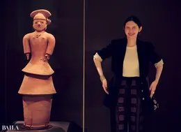 市川紗椰 「東博コレクション展」＠東京国立博物館 　平成館 考古 展示室入り口には重要文化財『埴輪 盛装女 子』（群馬県伊勢崎市豊城町横塚出土、古墳 時代・6 世紀）が2026年2 月1 日まで展示。 文字どおり、古墳時代の＂盛れてるファッシ ョン＂がわかる！