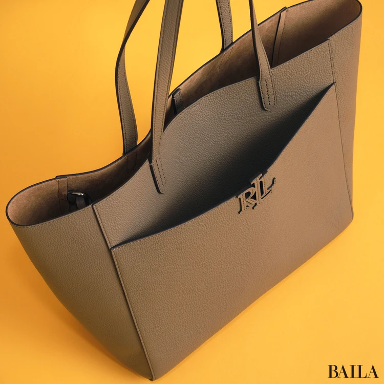 ローレン ラルフ ローレン ペブルド レザー ラージ Cameryn トート バッグ 外側ポケット