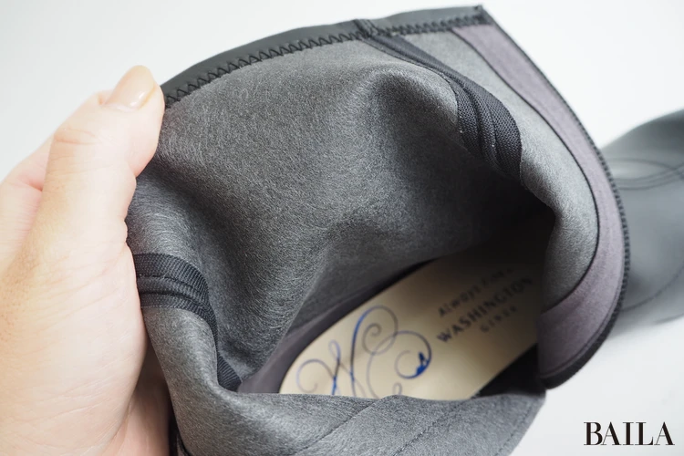 ワシントン靴店　晴雨兼用ショートブーツ　￥17600　ブラック　Lサイズ　24.0cm　24.5cm 162cm　内側　質感