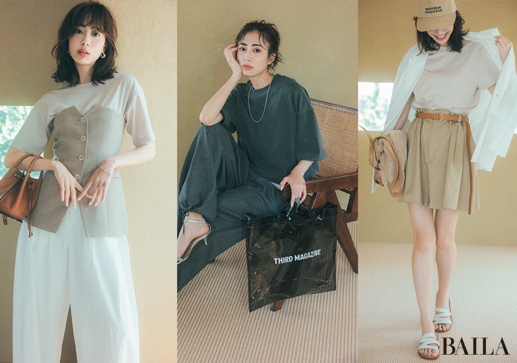 【Tシャツはベーシック色が頼れる!】ニュアンスTはリッチなワントーンで洗練カジュアルに