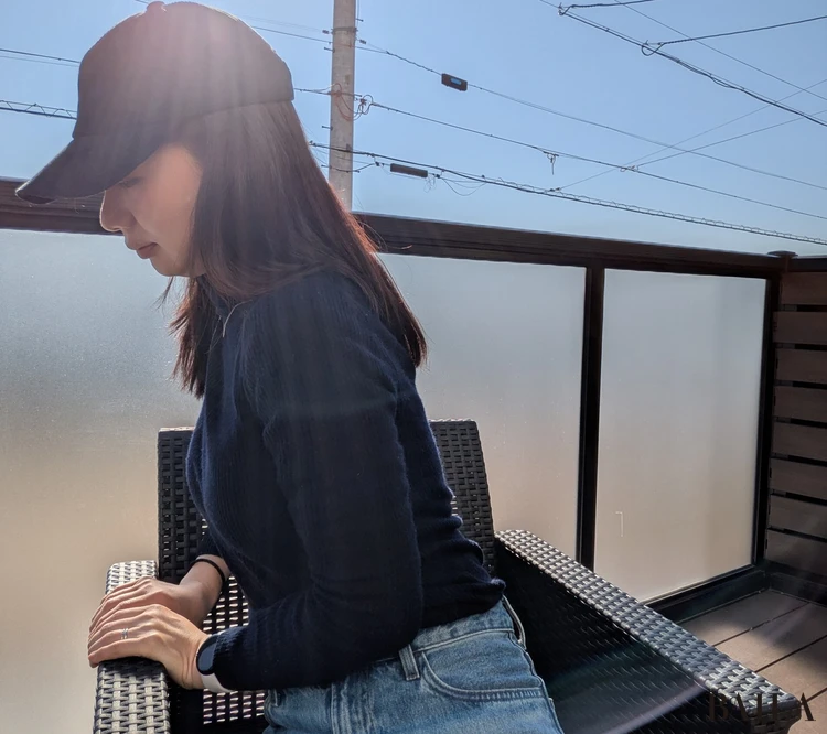 キャップ×タートルニット×デニムのコーディネート②