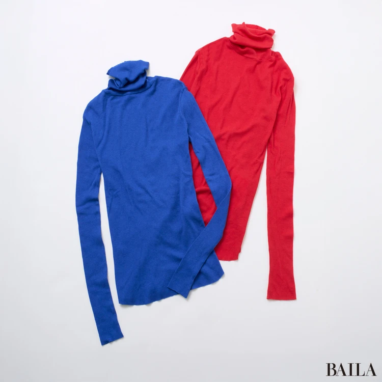 SOEJUの「カシミヤ混タートルネックカットソー」（￥11000）　カラバリ