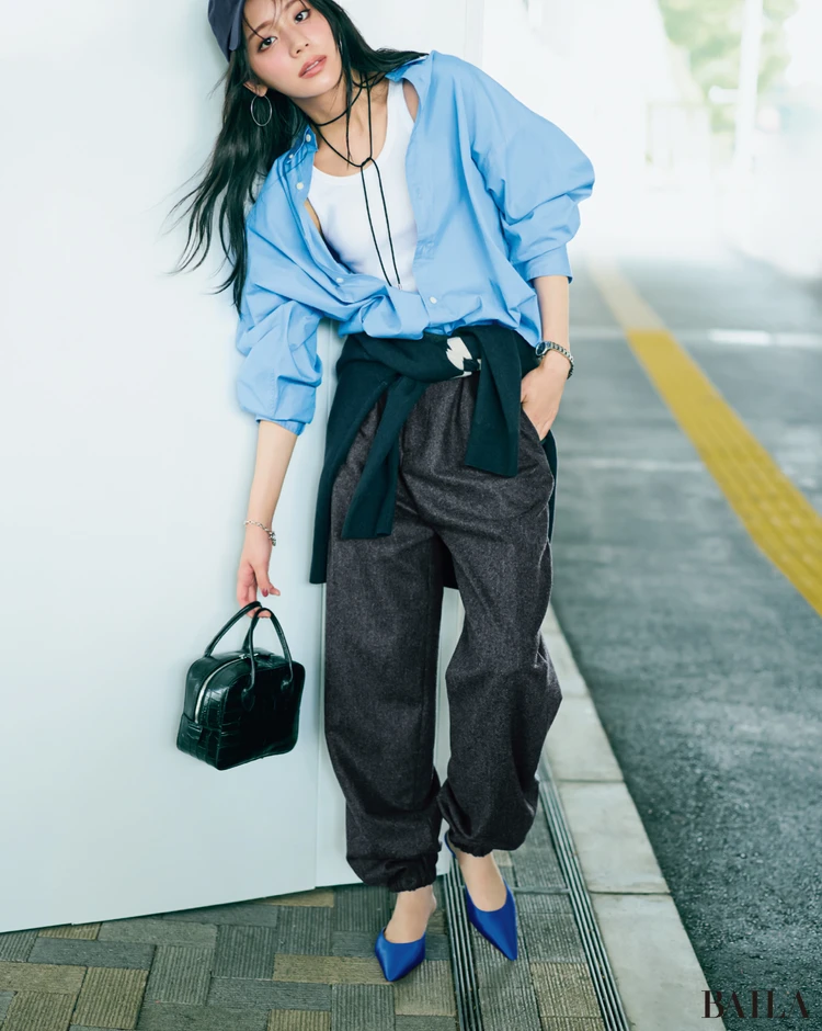 気温20度の【リラックスコーデ】貴島明日香　ジョガーパンツコーデ