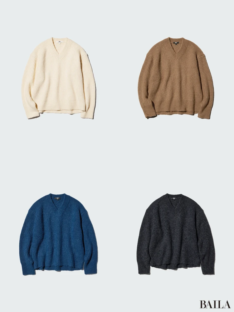 フラッフィVネックセーター　カラバリ