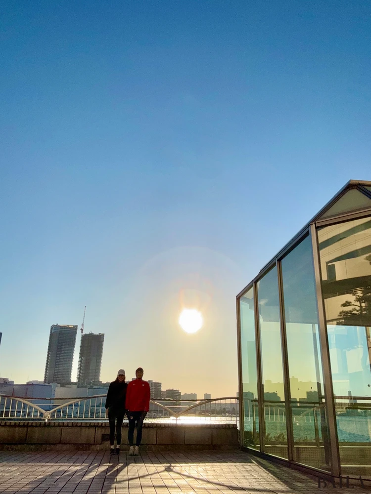 ランニング時の夫婦ツーショット