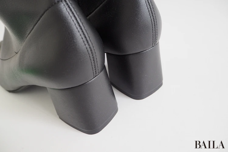 ワシントン靴店 晴雨兼用ショートブーツ ¥17600 ブラック Lサイズ 24.0cm 24.5cm 162cm チャンクヒール