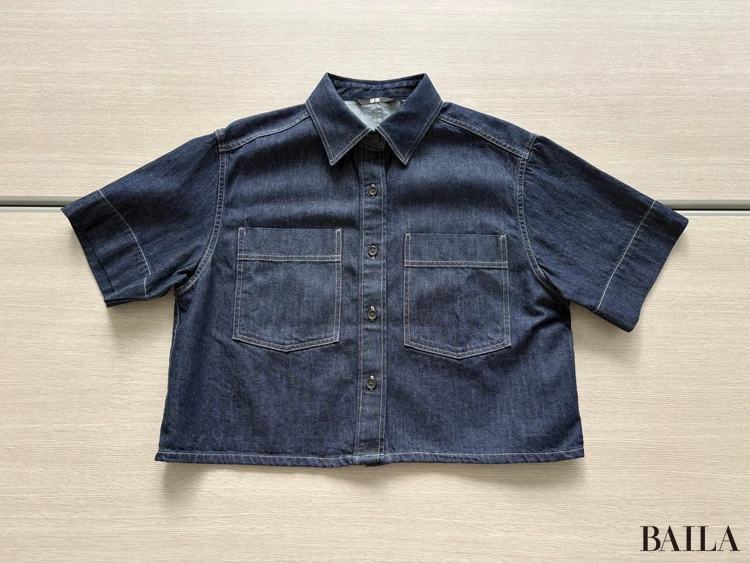 デニムボクシーシャツ/5分袖の「細部」に注目！