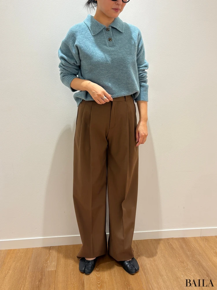GU「タックワイドパンツ」「パフニットポロシャツ」