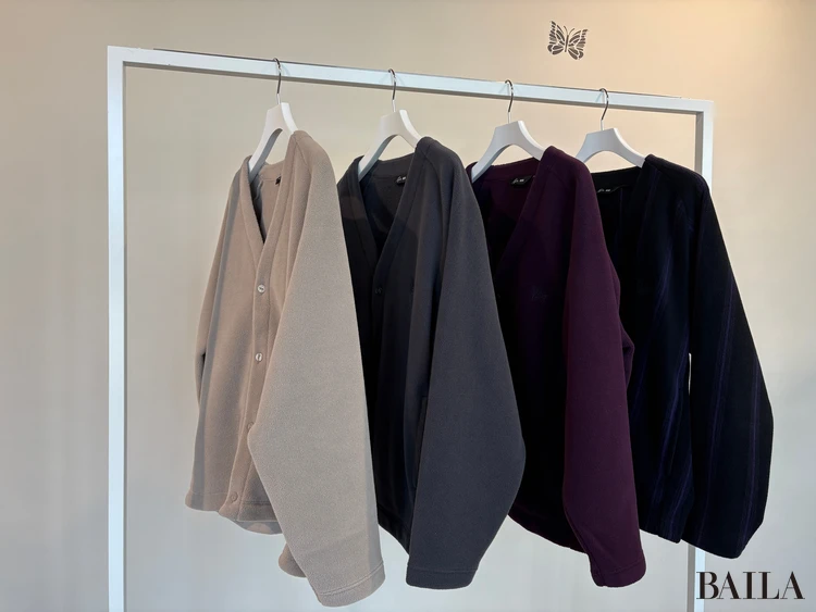 「フリースオーバーサイズカーディガン」¥3990 ユニクロ ニードルズ Lサイズ グレー 正面 カラバリ