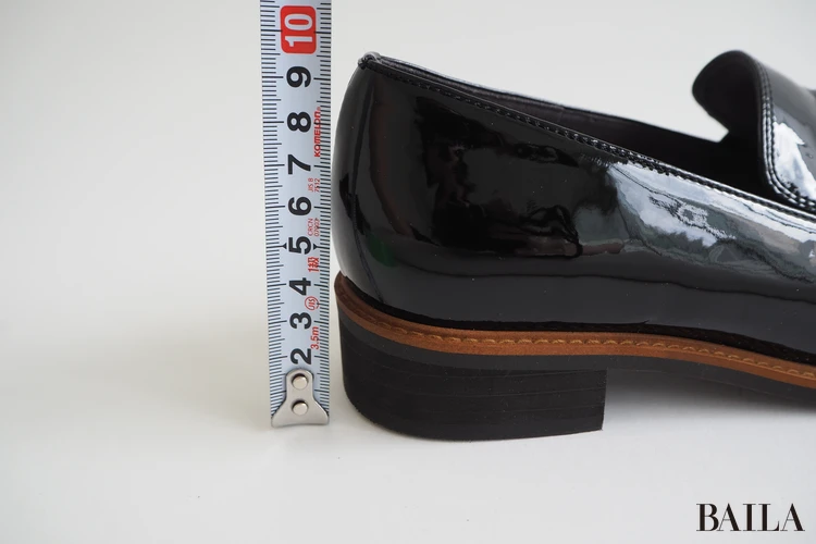 ワシントン靴店 晴雨兼用 コインローファー W ¥15400 ブラックエナメル 24.0cm 162cm 高さ:(ヒール)約3cm、(間口まで)約9.5cm