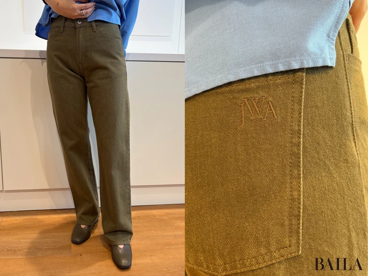 「ストレートジーンズ」グリーン Mサイズ 162cm ユニクロ JW ANDERSON