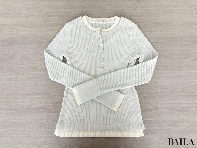 ヘンリーネックニットプルオーバーの「細部」に注目！