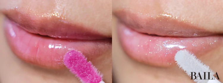 LUNASOL（ルナソル）夏新作コスメ　リップオイル　実際につけてみたところの写真