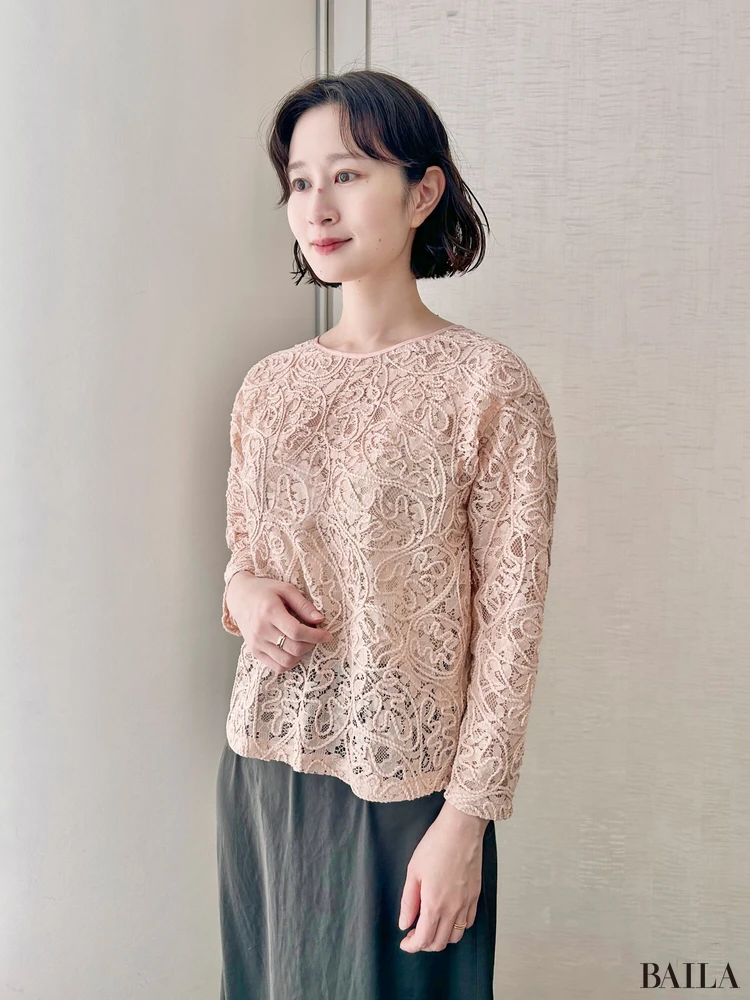BIANCA「洗えるレースブラウスT」¥15950