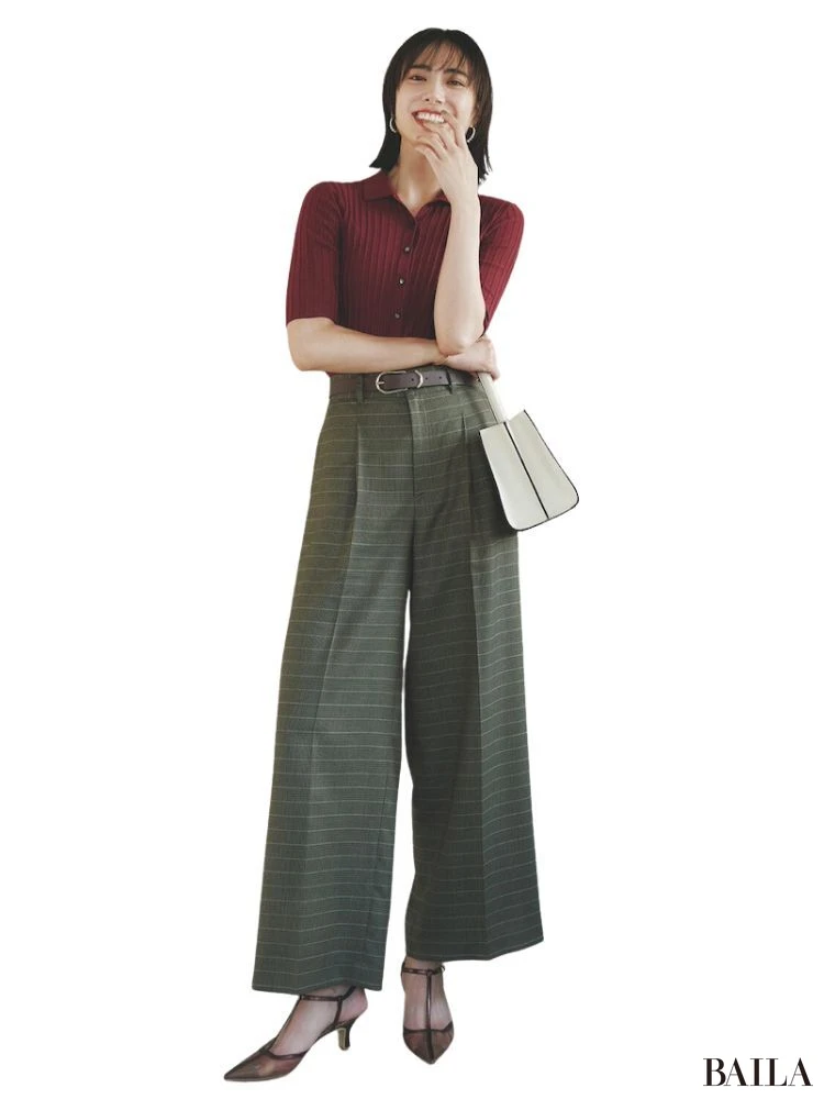 ニットポロ×モダンパールジュエリー