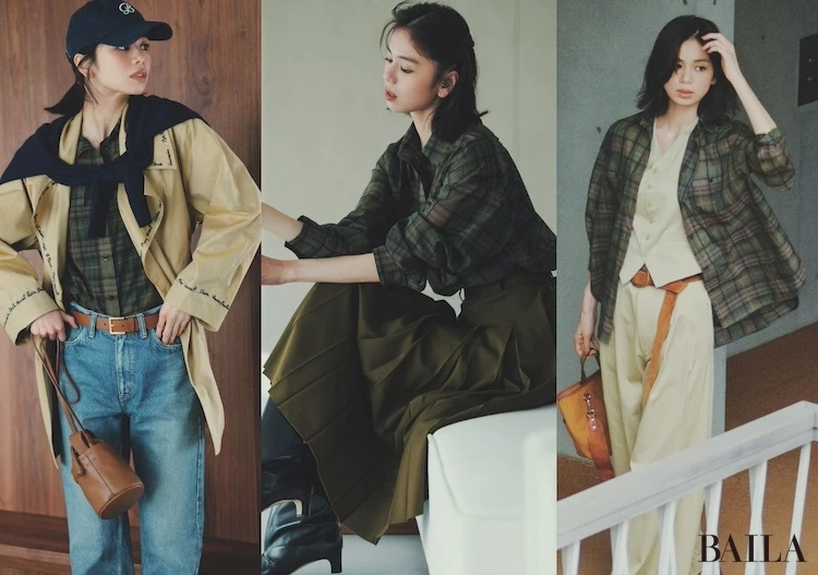 【トレンドシャツの9→11月着回しコーデ】チェックシャツは茶色ベースのオーバーシルエットが大人&今っぽい!