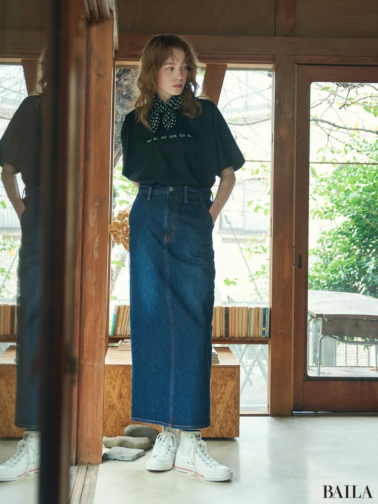 トゥービー バイ アニエスベー×ニードバイヘリテージ　デニムロングスカート