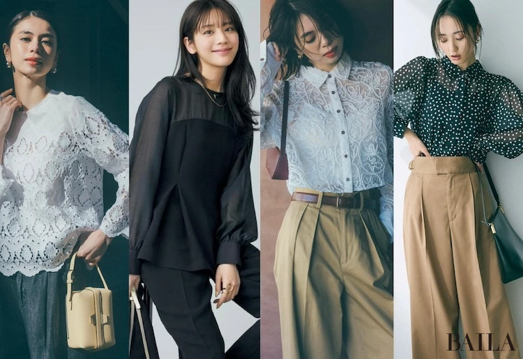 【30代の肌見せコーデ5選】ブラックシアー&ホワイトレースをモダンに着こなすのが大人見えのカギ!