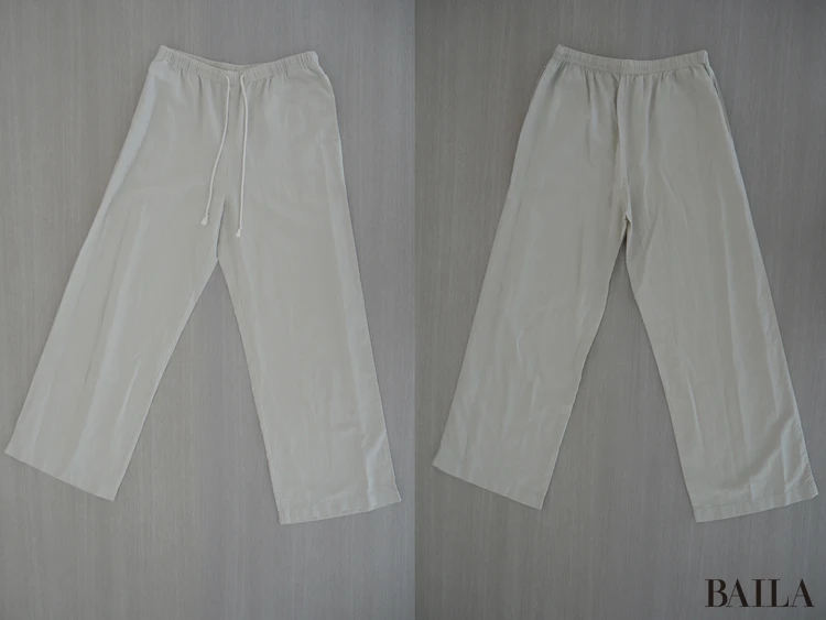 リネンブレンドイージーパンツの「細部」に注目！