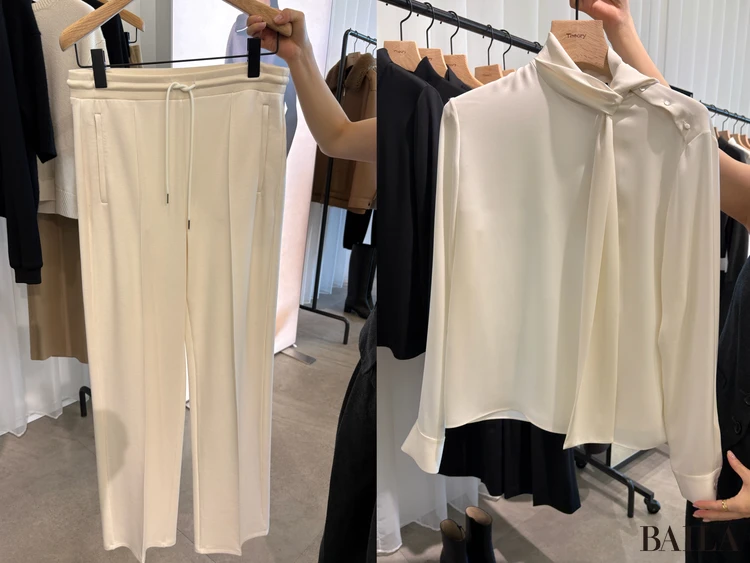 ラウンジウエアパンツ、華やかブラウス