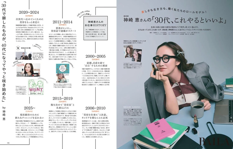 2025年5月28日(水)発売のBAILA7月号 美容家 神崎 恵さんの「30代、これやるといいよ」