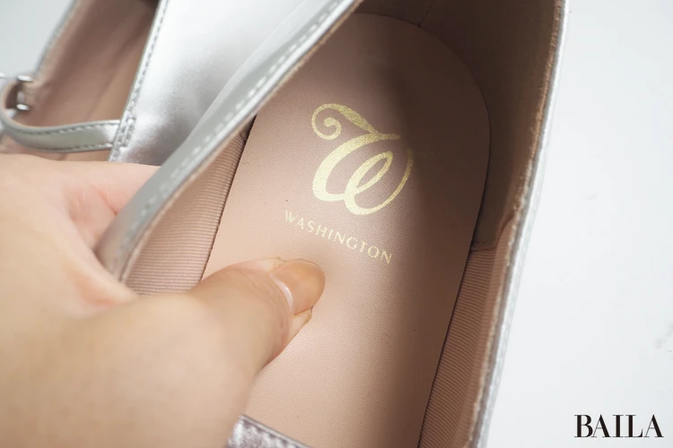 ワシントン靴店 トリプルストラップフラットシューズ W ¥16500 シルバー 23.0cm 162cm インソールクッション