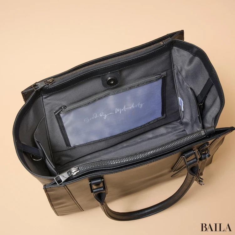 ダブルアンド デイナイト グルマンキー レザートート 内側のメッシュポケット