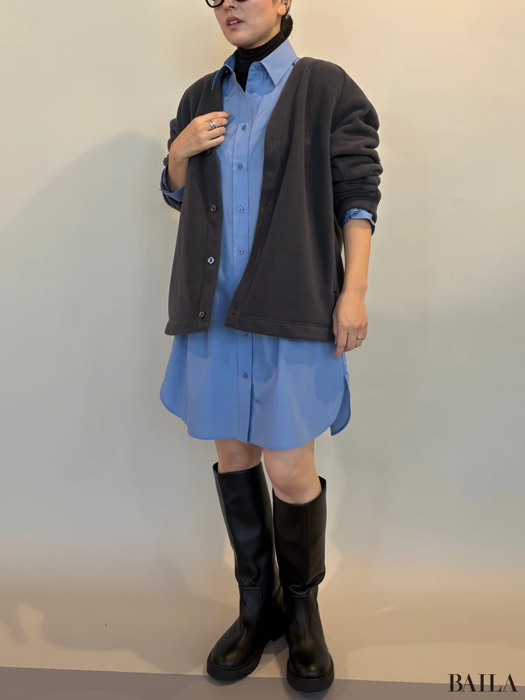 「フリースオーバーサイズカーディガン」¥3990 ユニクロ ニードルズ Lサイズ グレー 正面