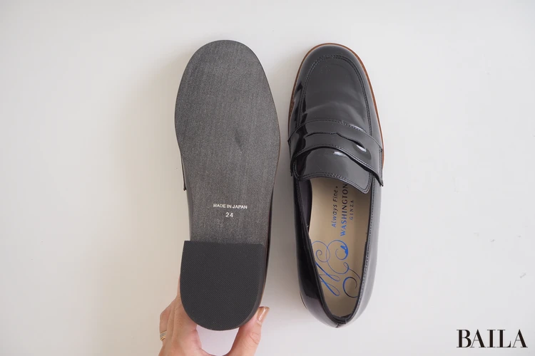 ワシントン靴店 晴雨兼用 コインローファー W ¥15400 ブラックエナメル 24.0cm 162cm