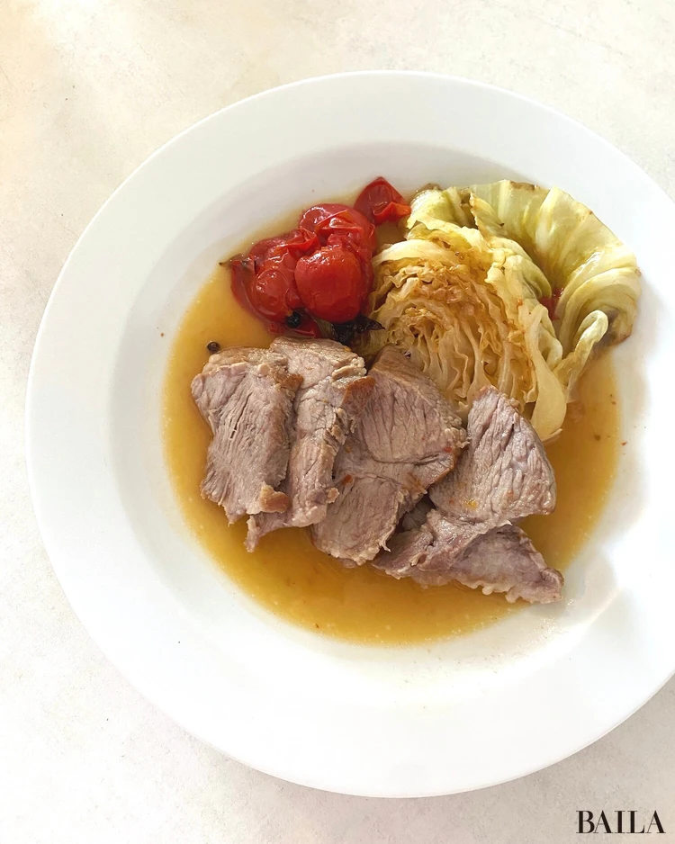 長谷川あかり レシピ 豚肉とキャベツのワイン蒸し 完成