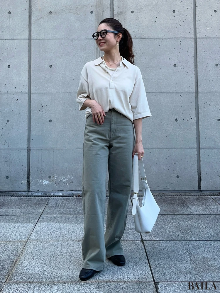 【最新】大人女子ポロシャツ・ポロニットコーデ13選! 残暑の気温25度前後の初秋まで着まわせる!_14