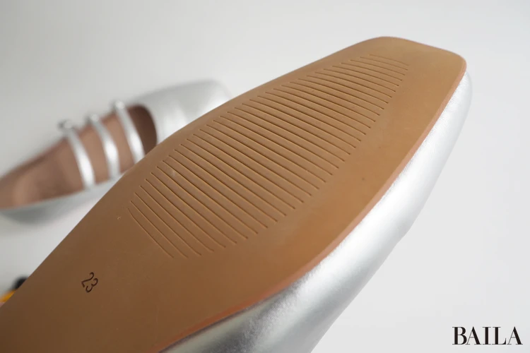 ワシントン靴店 トリプルストラップフラットシューズ W ¥16500 シルバー 23.0cm 162cm アウトソール