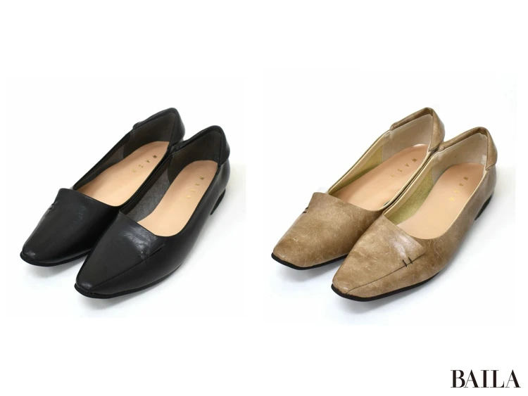 ワシントン靴店　きれい見えフラットシューズ　WASH　￥13200　ダークブラウン（スネーク）　Mサイズ　162cm　カラバリ