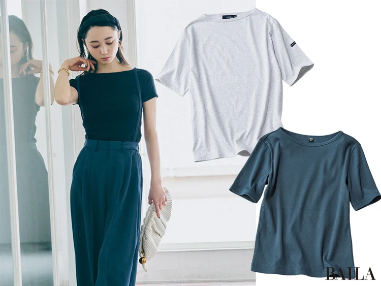 【ネックラインが絶妙なきれいめTシャツ】デコルテから肩のラインまで美しく見せる“ボートネック開き”Tシャツ5選