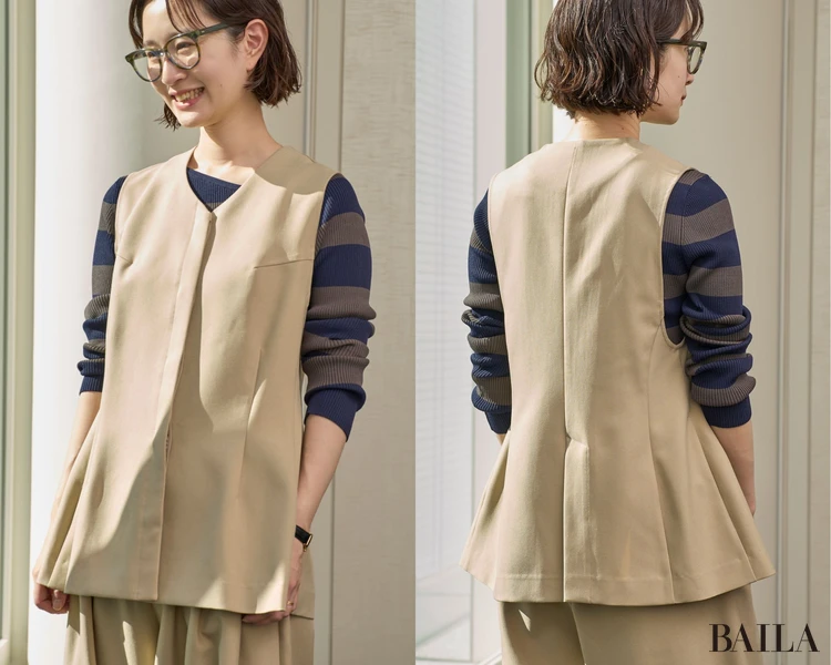 AKTE「ノースリーブペプラムブラウス」