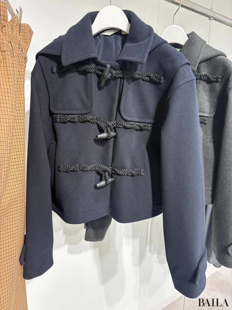 身長162cm GU rokh 2025 aw Mサイズ 「ダッフルコート by rokh +X」ネイビー