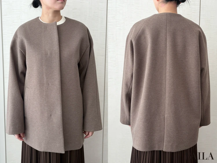 青山商事　スーツスクエア　CHANTOWA ウールライクノーカラーコート　￥21890　ブラウン　サイズ38　162cm