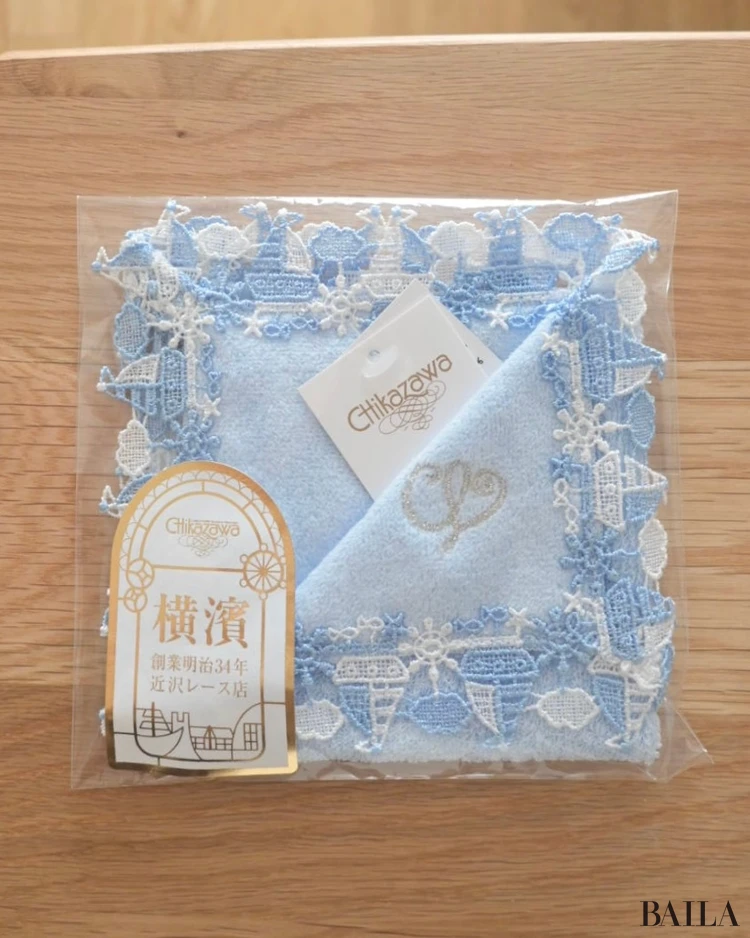 近沢レース店 元町本店限定「マリーン」のハンカチ ラッピング袋