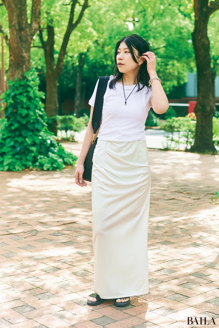 MIESROHEディレクター兼チーフデザイナー・坂上典子さん Tシャツコーデ