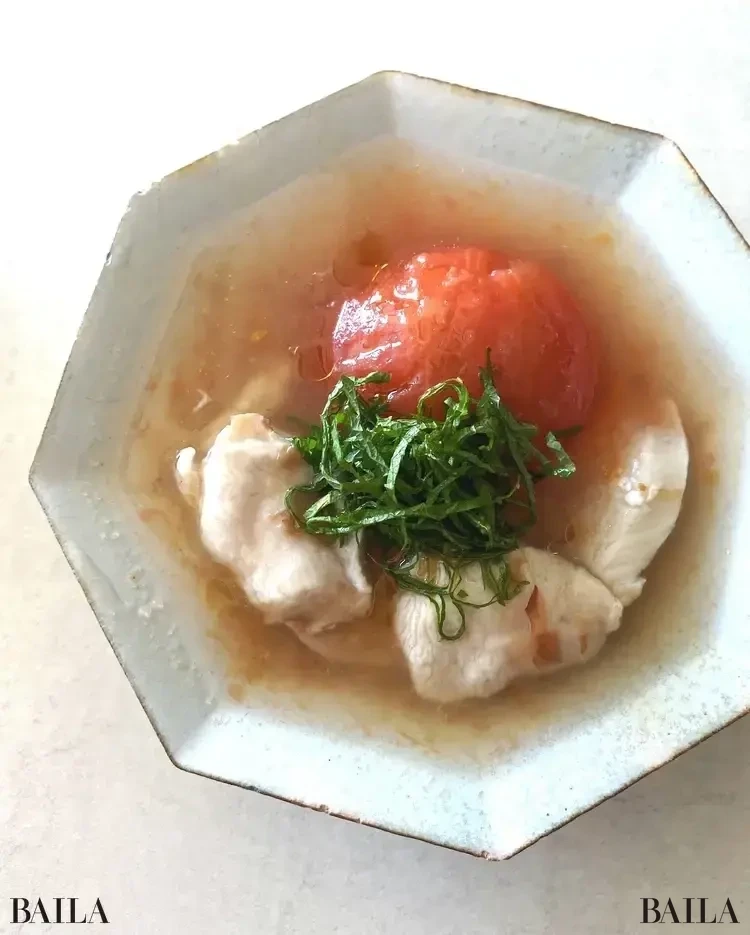 鶏むね肉とトマトの出汁煮 長谷川あかり