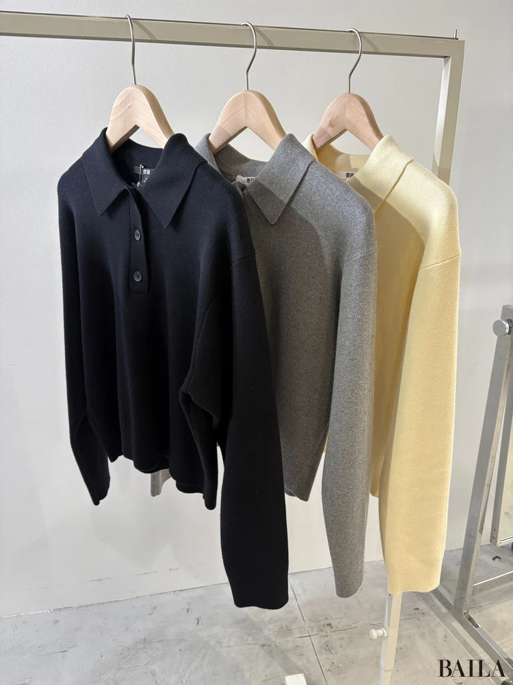 スムースコットンポロセーター（￥3990）カラバリ