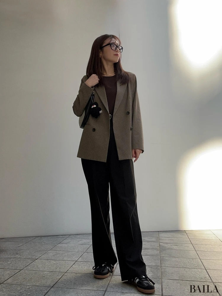 jacket: GU tops: BASEMENTonline bottoms: UNIQLO shoes: ADAM ET ROPE’ × adidas bag: H&M きれいめカジュアルプチプラコーデ