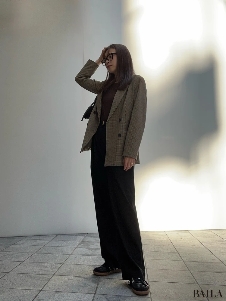 jacket: GU tops: BASEMENTonline bottoms: UNIQLO shoes: ADAM ET ROPE’ × adidas bag: H&M きれいめカジュアルプチプラコーデ