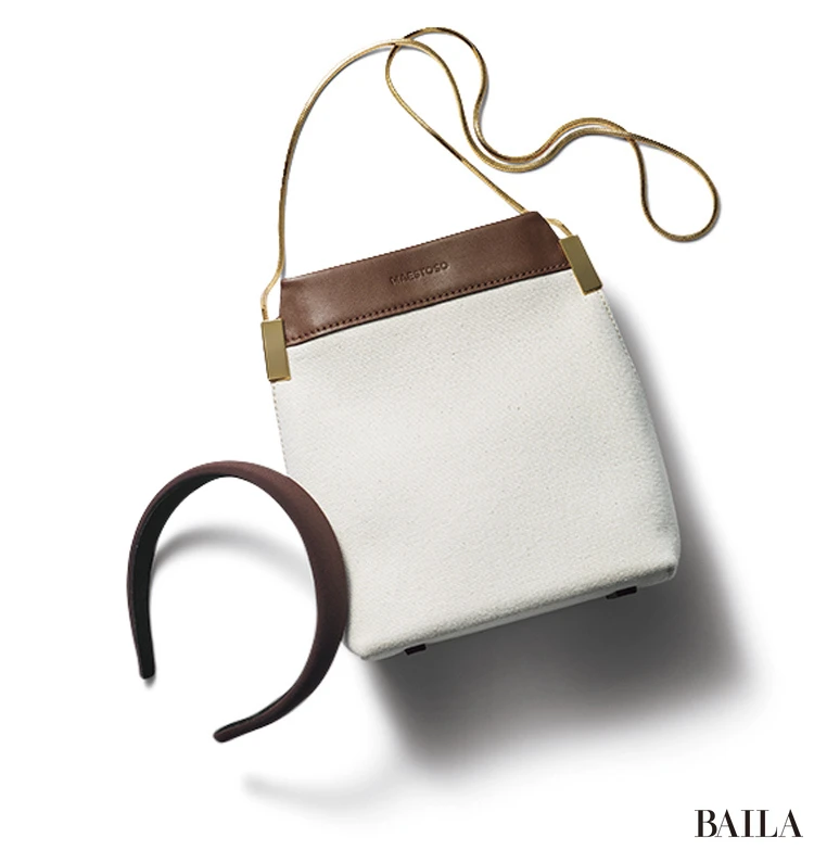 ブラウン小物 バッグ カチューシャ