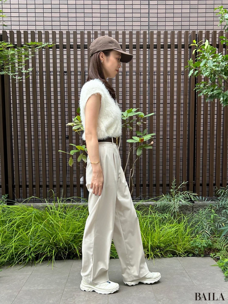 tops:BASEMENTonline bottoms:UNIQLO shoes:SALOMON bag:STANDOIL belt:MilaOwen cap:POLORALPHLAUREN