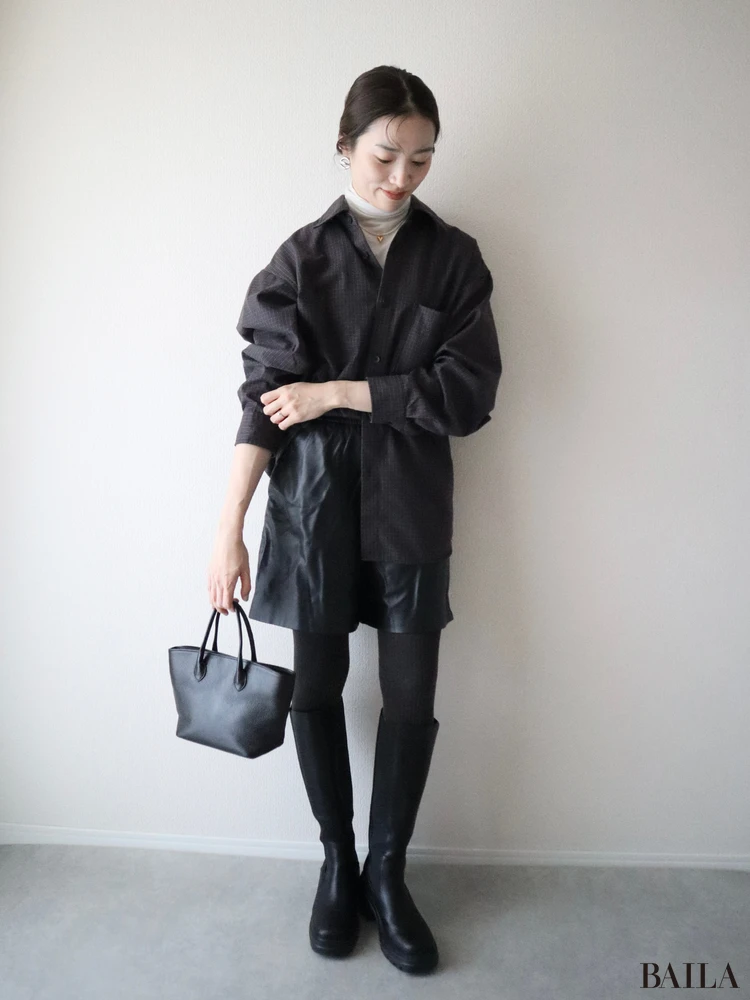 オリエンタルトラフィック　Oriental Traffic　黒　ブーツ　ロング　厚底　サイドゴア　ユニクロ　MIX　1月　コーデ