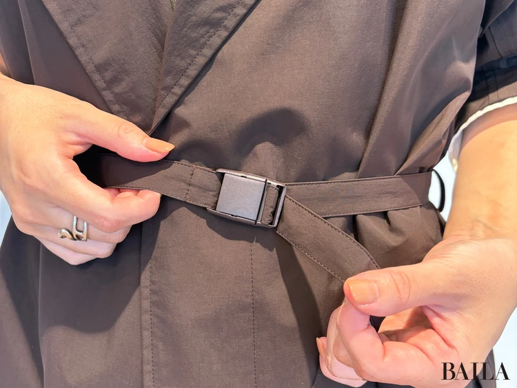 「ステンカラーロングコート」ベルト