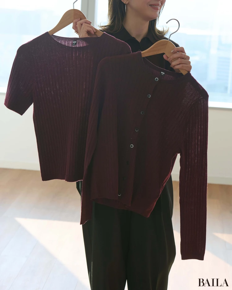 ユニクロ新作半袖ニットとアンサンブル使いできるカーディガン